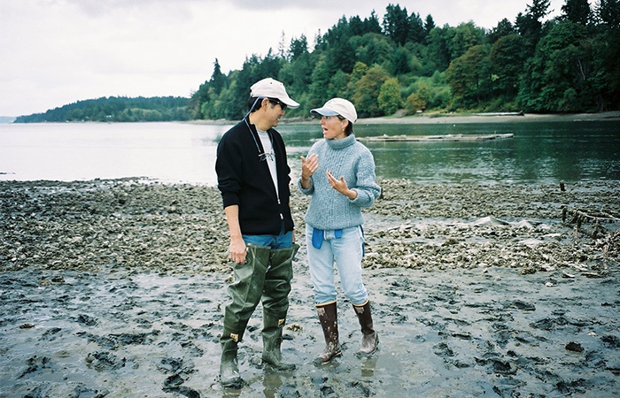 Richard and grantee standing on beach
